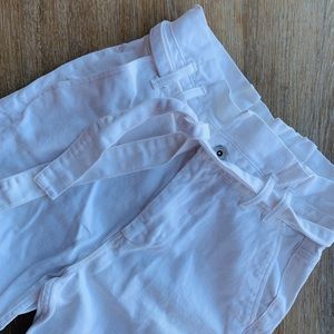 Zara paper bag style high waisted white denim pant
